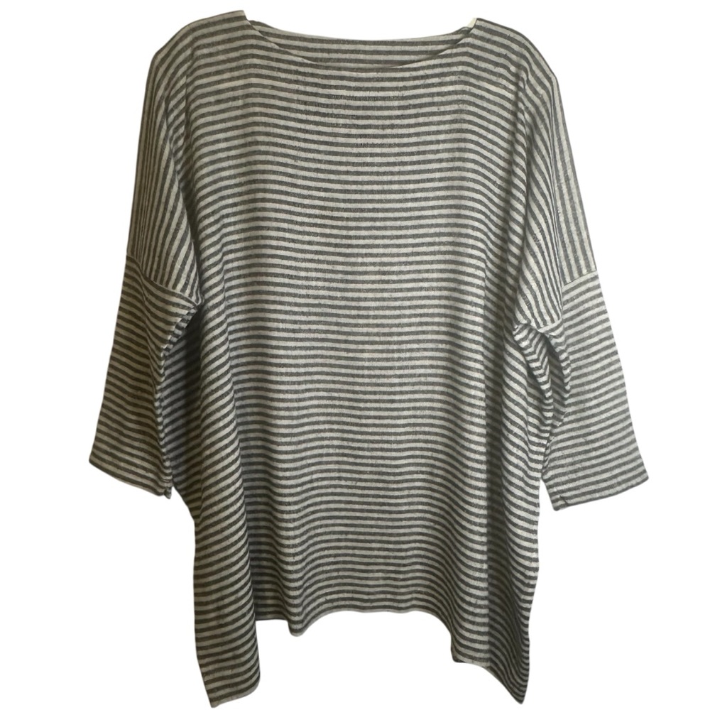 Arts & Science‎ Japan Blue/Gray Striped Sweater Tunic Top Wool Linen Size 1